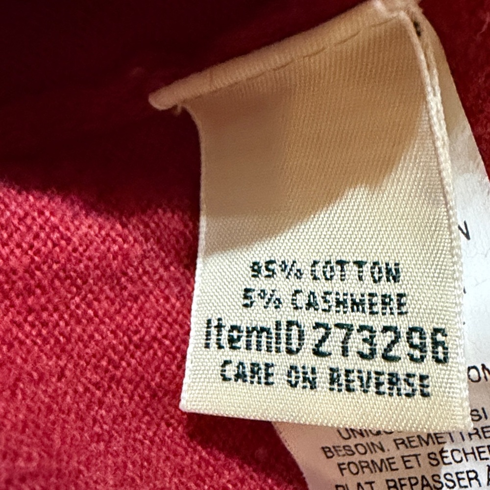 L.L. Bean Zip-Up Cotton/Cashmere Red Sweater Jacket - Picture 7 of 7